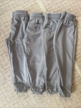 Alleson Athletic Grey Kids Elastic Waist Baseball Softball Pants - 4 pack